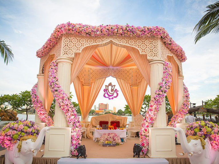 Ganapati Flowrist team decorating a wedding venue in Bhubaneswar